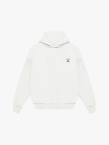 Heavyweight Hoodie in White (Stacked Script)